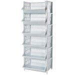 tagre de rangement plastique artecsis ? 6 niveaux modulables ? 110x41x30 cm ? 10 kg / niveau gris granite ...