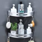 Étagère rangement salle de bainetagere angle douche sans percage tablette metal murale de douche avec ... Étagère rangement salle de bainetagere angle douche sans percage tablette metal murale de douche avec ...