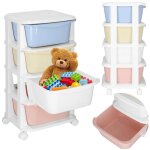 �tag�re de rangement - springos - 4 tiroirs - plastique - mobile sur roulettes - design pastel