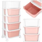 �tag�re de rangement - springos - 5 tiroirs - mobile sur roulettes - couleurs pastel - design compact ...