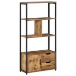 �tag�re de rangement style indusriel meuble biblioth�que avec placard et tiroirs panneaux de particules ...