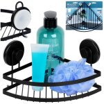 Etagere de salle de bain pour douche dangle avec ventouses noire 20x20x12. 5cm