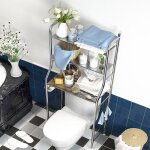 Étagère de salle de bains en inox 2 niveaux pour wc et lave - linge h 138 cm Étagère de salle de bains en inox 2 niveaux pour wc et lave - linge h 138 cm