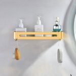 tagre de salle de bain en mtal dor champagne - rangement mural sans perage organisateur pour et ...