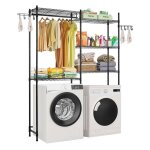 Étagère de salle de bain wc - vevor - meuble machine à laver - 5 niveaux - avec tringle et crochets - ... Étagère de salle de bain wc - vevor - meuble machine à laver - 5 niveaux - avec tringle et crochets - ...