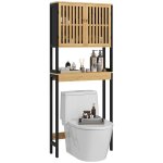 �tag�re de toilettes kleankin meuble de salle de bain avec placard 2 portes et �tag�re ouverte 60l x ...
