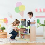 Teamson kids caisse interactive de jeu austin avec 26 accessoires vert / blanc / bois naturel
