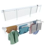 �tendoir balcon pliable et inclinable anti - rouille ? blanc ? 162x63x8 cm duo