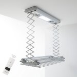 �tendoir �lectrique de plafond en aluminium avec t�l�commande ? gris ? 122x57x30 cm air 120