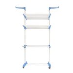 tendoir  linge sur pied 3 niveaux 170x64x126cm bleu / blanc