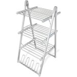 Etendoir s�choir � linge �lectrique chauffant pliable 3 �tages 30 barres aluminium 300w support chaussures ...