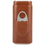 Étui à cigares en cuir portable avec cigare en bois de cèdre avec coupe (pour 3 cigares brun) - gua Étui à cigares en cuir portable avec cigare en bois de cèdre avec coupe (pour 3 cigares brun) - gua