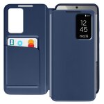 �tui fen�tre pour samsung galaxy s24 avec clapet porte - carte bleu nuit