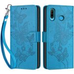 �tui huawei p30 lite motif de groupe de papillons pu cuir portefeuille �tui � rabat housse - bleu