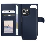 �tui pour iphone 14 - mayaxess - coque d�tachable - bleu nuit - support vid�o - porte - cartes