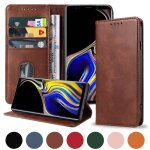 Etui portefeuille marron samsung galaxy s25 5g - housse pochette protection case