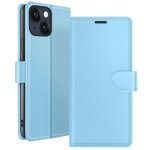 �tui portefeuille - zana� - iphone 14 - support horizontal - fermeture magn�tique - bleu clair