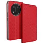 tui pour smartphone - honor - magic 7 lite - rouge - simili cuir - clapet magntique