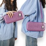 Etui switch ns 17 en 1 coque de protection housse de jeu capuchons ecran protecteur violet paillet