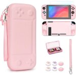 tui de transport rose en nylon pour switch ? pochette lgre avec rangement cartes de jeu et poche pour ...