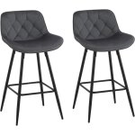Eugad tabouret de bar lot de 2 chaise bar en velours avec dossierergonomique avec repose - pieds mtalliques ...