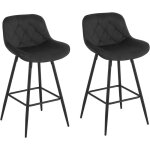 Eugad tabouret de bar lot de 2 chaise bar en velours avec dossier ergonomique avec repose - pieds mtalliques ...