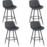 Eugad tabouret de bar lot de 4 chaise bar en velours avec dossierergonomique avec repose - pieds mtalliques ...