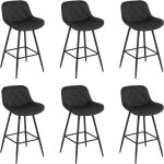 Eugad tabouret de bar lot de 6 chaise bar en velours avec dossier ergonomique avec repose - pieds m�talliques ...