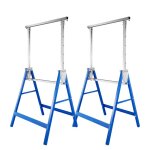 Eulenke 2x tr�teaux t�lescopiques hauteur r�glable 80 - 130cm bleu charge maximale 200 kg treteau de ...