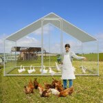 Eulenke enclos poulailler anti uv 3x2x2 m avec serruretoit �tanche et r�sistant au soleil acier galvanis� ...