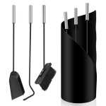 Eulenke serviteur de chemin�e 4 pi�ces en acier inoxydable range b�ches multi accessoires �tag�re 20x50cm ...