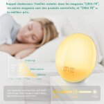 Eveil lumire - lampe de rveil rechargeable - simulation de lever du soleil - 7 sons naturels - radio ...
