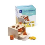 Bo�te de permanence de lobjet montessori - greengo - beige - bois dh�v�a - 4 planches � formes - 5 formes ...