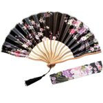 ventail pliable japonais pour femme en bambou et soie - dcoration murale ou accessoire lgant avec ...