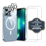 Evetane coque anti - choc magsafe compatible iphone 13 pro max transparente + 2 protections �cran et ...