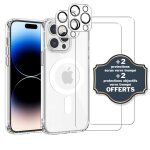 Coque de t�l�phone - evetane - iphone 14 pro - anti - choc magsafe - transparent - pack complet