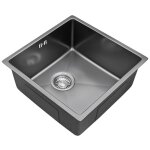�vier 1 bac inox - auralum max - 44x44cm - gris fonc� - antibact�rien - sous plan