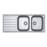 Evier 2 bacs avec gouttoir flash fln 621 - en inox - dimensions: 116x50 cm - livr avec siphon