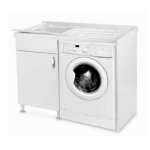 �vier en bois blanc pour lave - linge 105x60 avec 1 porte et cuve en r�sine � gauche