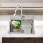 �vier cuisine 1 bac 50 x 45 cm encastrable �vier inclus avectrous pour robinets et distributeur de savon ...