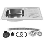 �vier de cuisine avec 1 bac inox et raccords de vidange - �vier � encastrer en acier inoxydable - 90�50�15 ...