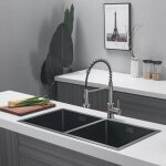 Evier cuisine 2 bacs inox lomazoo aquarius 875x450 mm anthracite