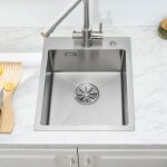 vier cuisine 40x48cm en inox - vier 1 bac bross avec systme de drainage - pour armoire de 40 cm