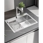 vier cuisine 60x45cm en inox - vier 1 bac bross avec panier gouttoir rglable - pour armoire de 60 ...