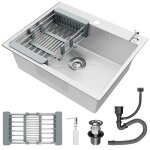 �vier de cuisine - mocoerl - �vier 1 bac - inox 55x45x19 cm - anti - blocage / anti - odeur - panier ...