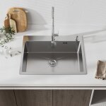 �vier de cuisine en acier inoxydable 50x45x19cm avec distributeur argent