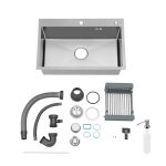 �vier de cuisine - dewinner - 55x45x19 cm - inox - 1 bac - distributeur et panier t�lescopique