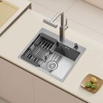 �vier de cuisine - dewinner - 55x45x19cm - inox - 1 bac - distributeur & panier