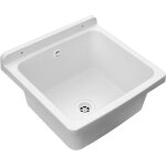 Evier de cuisine adventa - 9w104c98 - pilozzo evier mural 40 x 40 cm en resine pour exterieur blanc