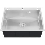 vier cuisine - inox - 1 bac - 60x49x20cm - 3 trous pr - percs - systme de drainage